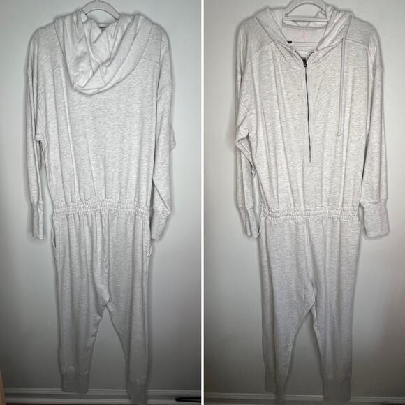 Free People Light Grey Training Day Jogger Jumpsuit Size Large - Picture 2 of 7